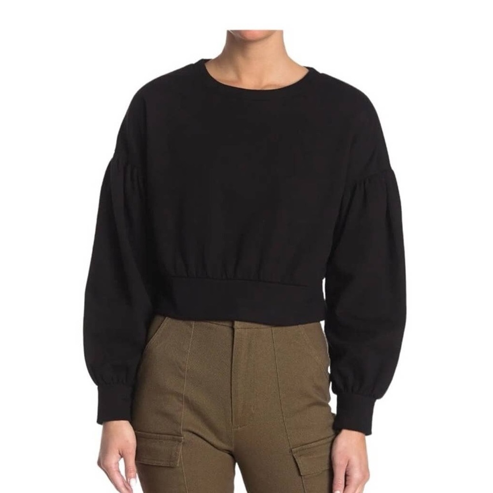 Abound Porpoise Crew Neck Cropped Sweatshirt Black M NWT